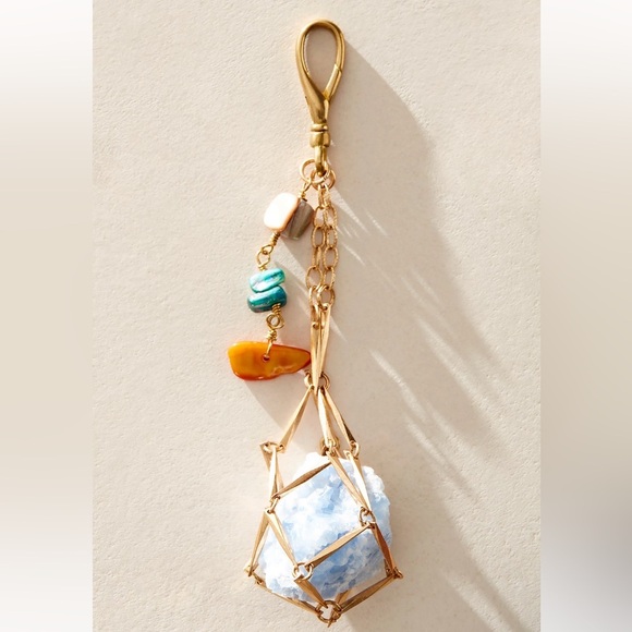 Free People X Ariana Ost Coastal Bikini Charm Keychain Crystal Blue Calcite - Picture 1 of 5